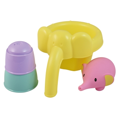 日本 樂雅Toyroyal - 洗澡玩具系列：FLEX繽紛大象洗澡組