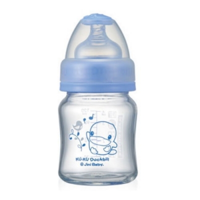 KUKU 酷咕鴨 晶亮加厚寬口玻璃奶瓶120ml