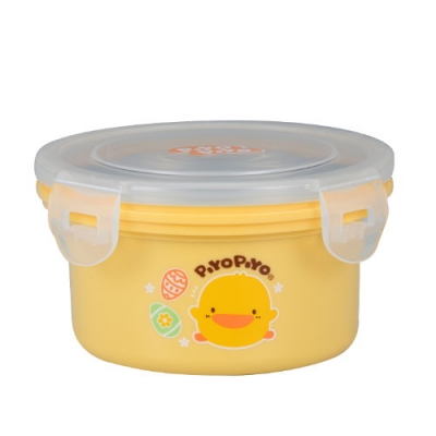 PiyoPiyo黃色小鴨 不鏽鋼雙層隔熱密封圓餐盒400ml