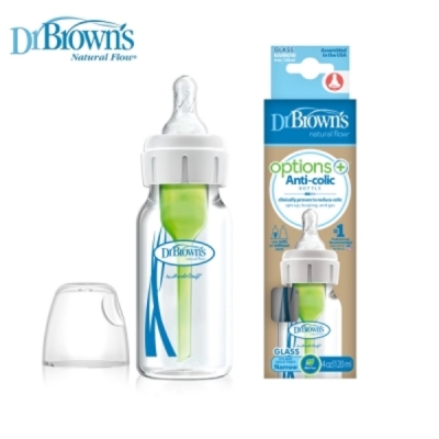 Dr.Brown's 美國 布朗博士 防脹氣OPTIONS+ 玻璃 標準 兩用奶瓶 120ml- 一入裝