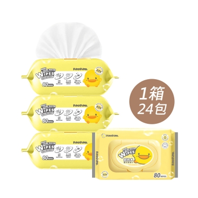 ★PiyoPiyo黃色小鴨 嬰兒純水柔濕巾80抽(24包)