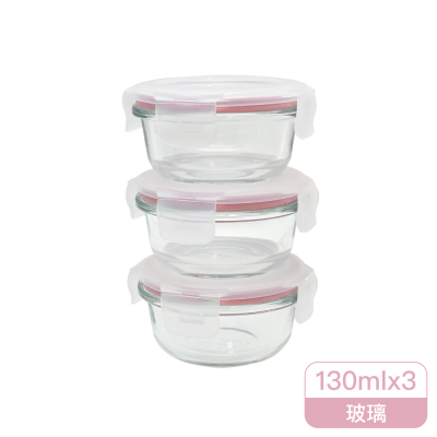 樂扣樂扣 - 第二代耐熱玻璃保鮮盒圓形130ml(3入組)