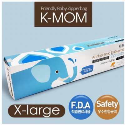 韓國 K-MOM 動物家族抗菌儲存袋-小象麥麥(XL)
