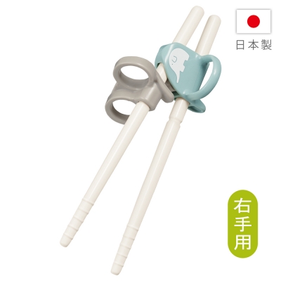 Combi 康貝 三階段彈力學習筷 大象藍 (右手用)-贈環保收納袋